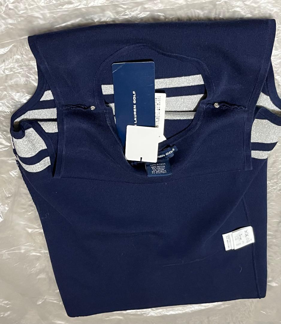 半額↓Ralph Lauren Golf ネイビー ストライプ ベストM ゴルフ