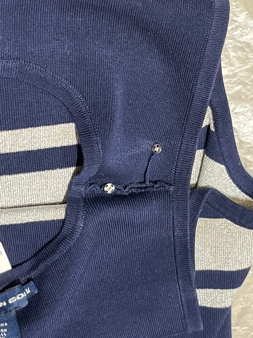 半額↓Ralph Lauren Golf ネイビー ストライプ ベストM ゴルフ