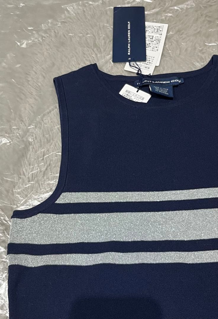 半額↓Ralph Lauren Golf ネイビー ストライプ ベストM ゴルフ