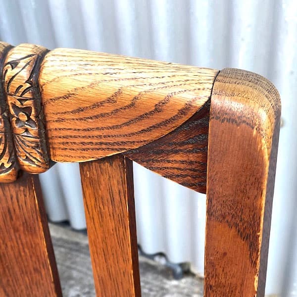 送料別　アンティーク　ダイニングチェア4脚セット　オーク材　ファブリック