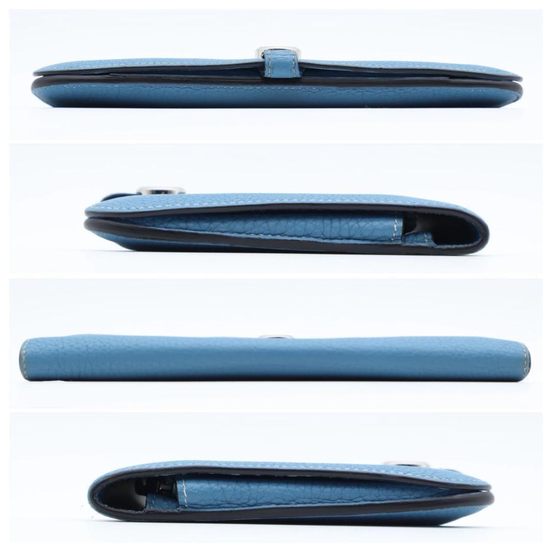 【極美品】HERMES ドゴンGM デュオ　ブルージーン シルバー金具　長財布