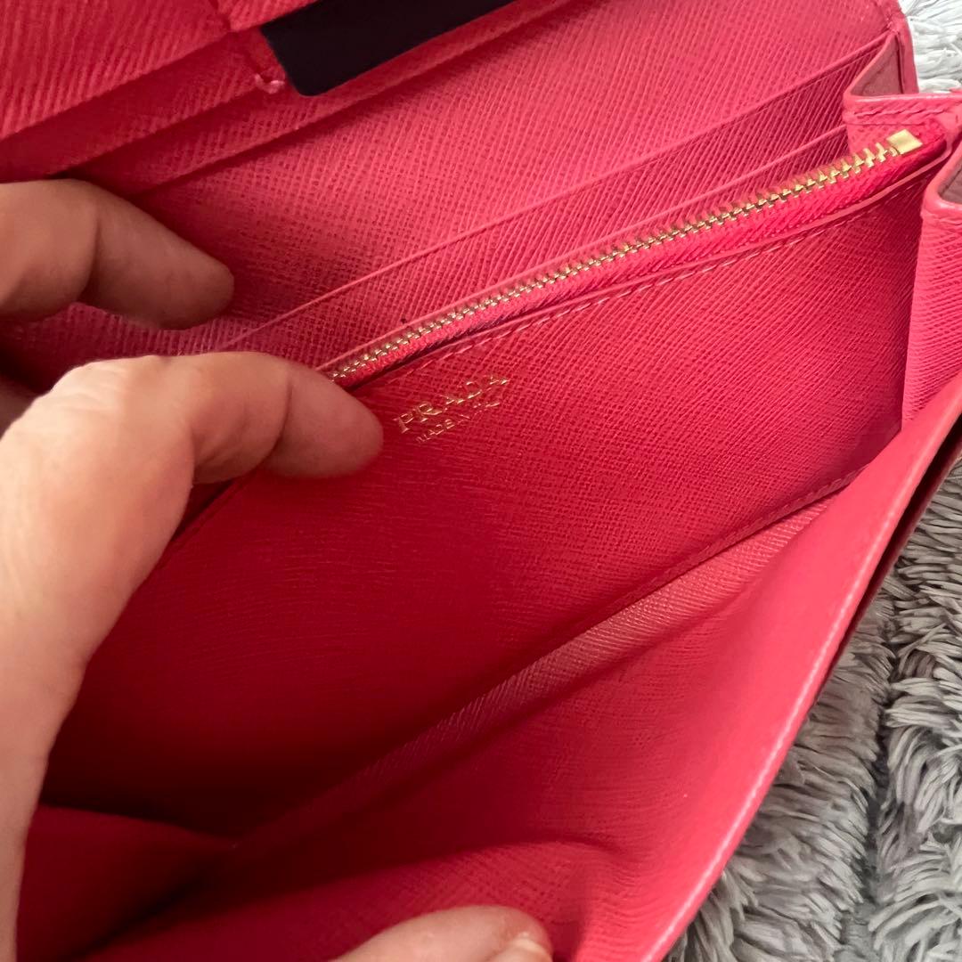 美品✨PRADA サフィアーノ　三角ロゴ　長財布　カードケース付き　ピンク