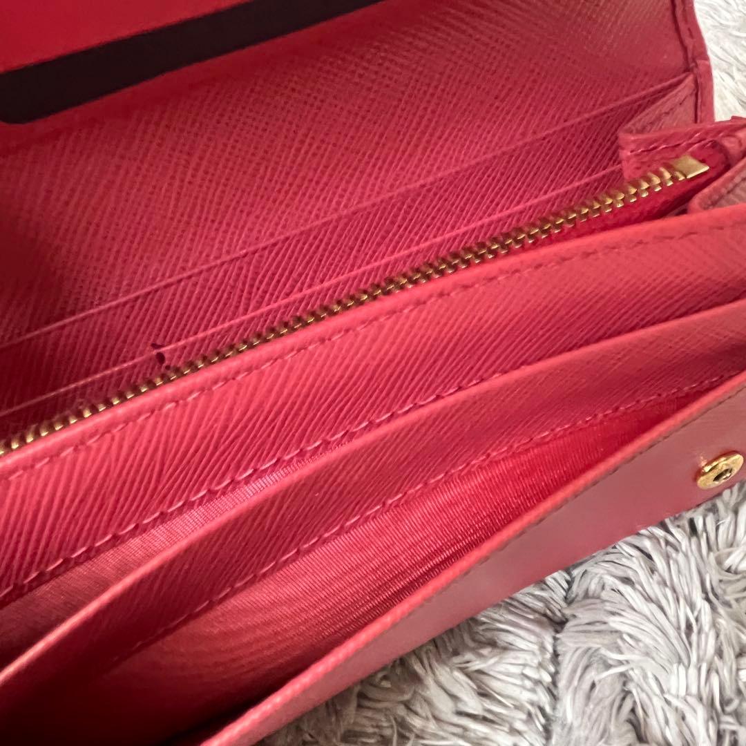 美品✨PRADA サフィアーノ　三角ロゴ　長財布　カードケース付き　ピンク