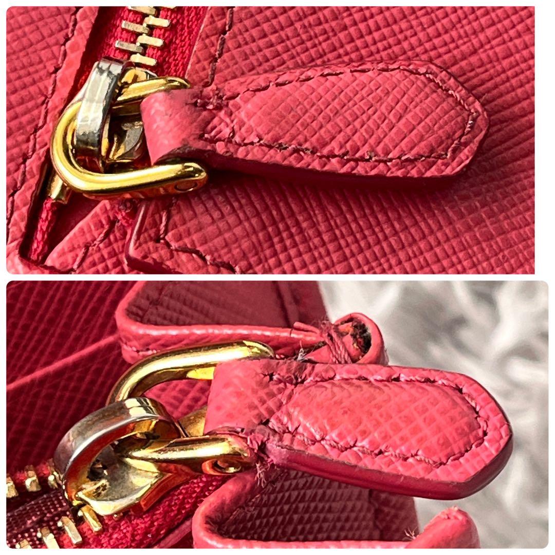美品✨PRADA サフィアーノ　三角ロゴ　長財布　カードケース付き　ピンク