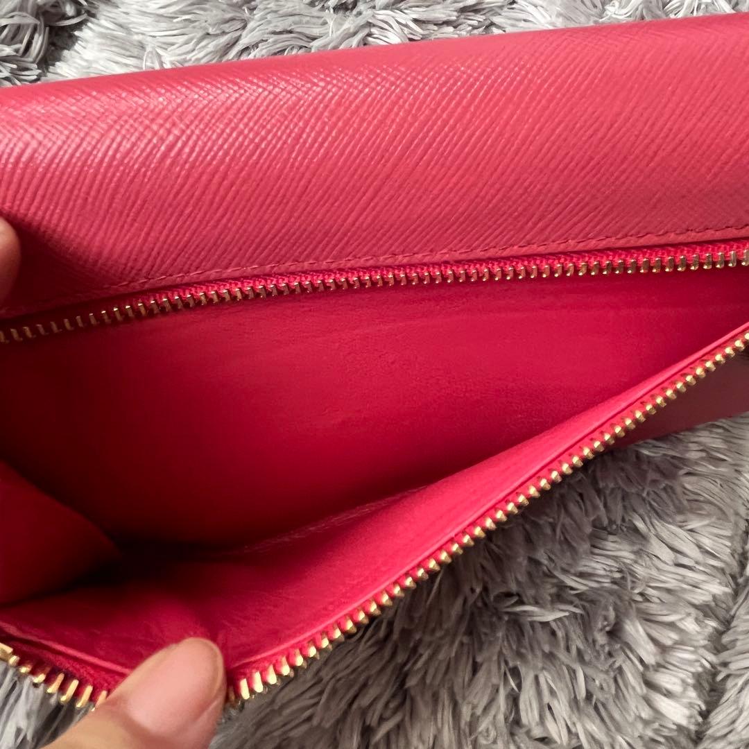 美品✨PRADA サフィアーノ　三角ロゴ　長財布　カードケース付き　ピンク