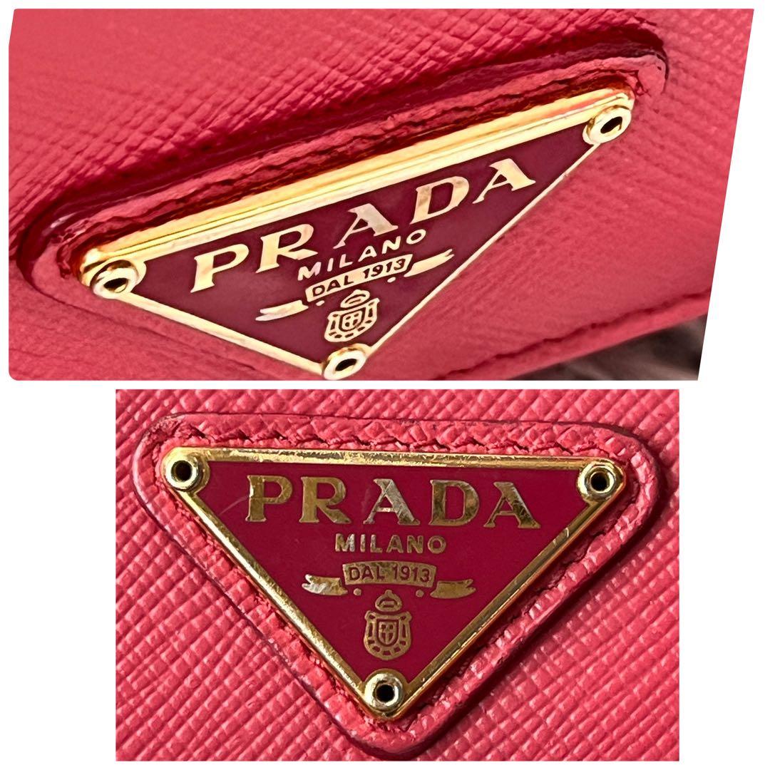 美品✨PRADA サフィアーノ　三角ロゴ　長財布　カードケース付き　ピンク