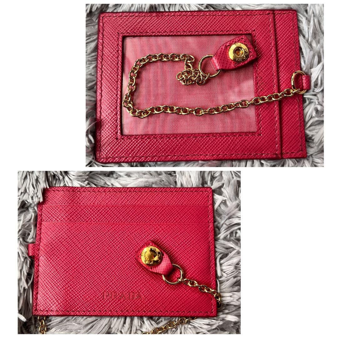 美品✨PRADA サフィアーノ　三角ロゴ　長財布　カードケース付き　ピンク
