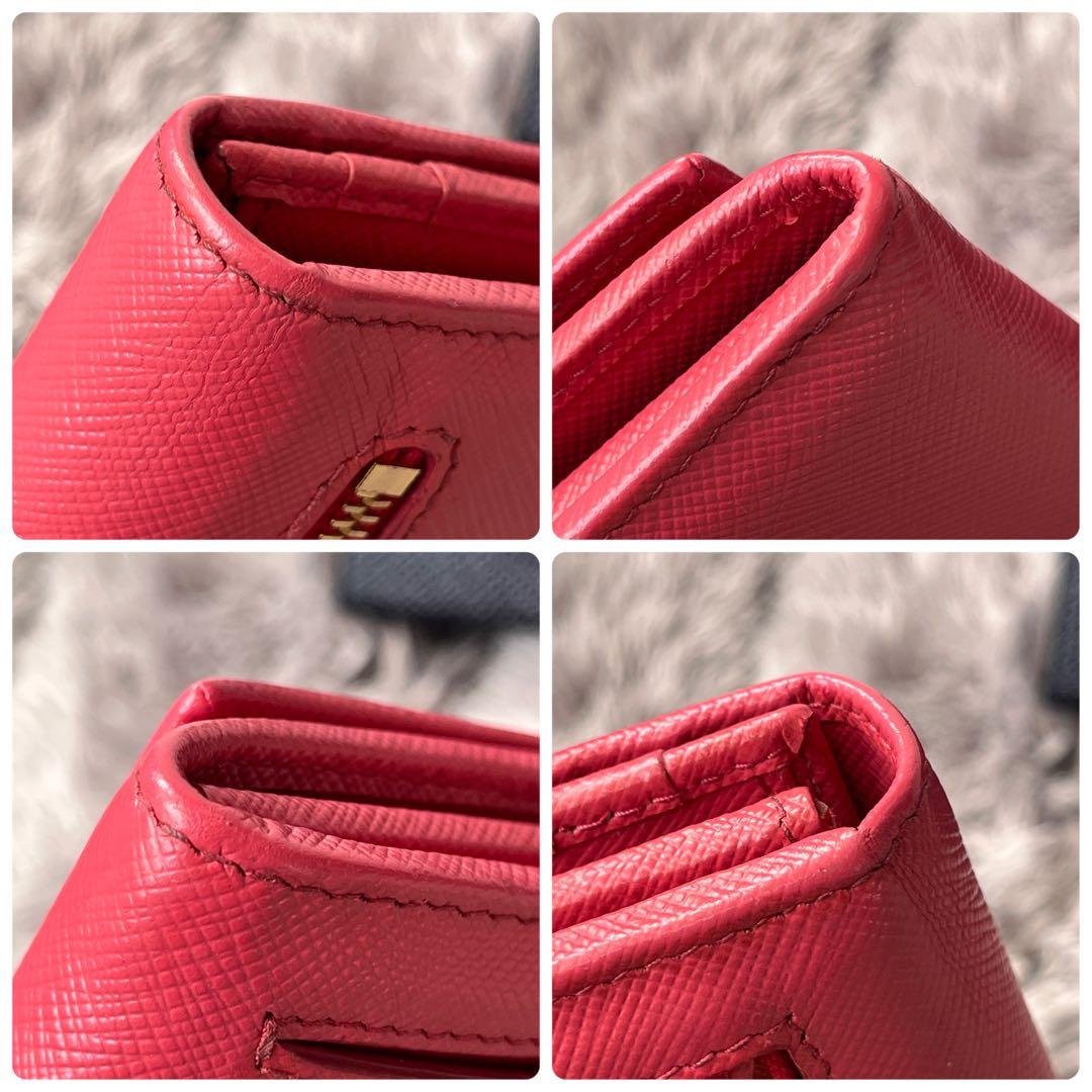 美品✨PRADA サフィアーノ　三角ロゴ　長財布　カードケース付き　ピンク