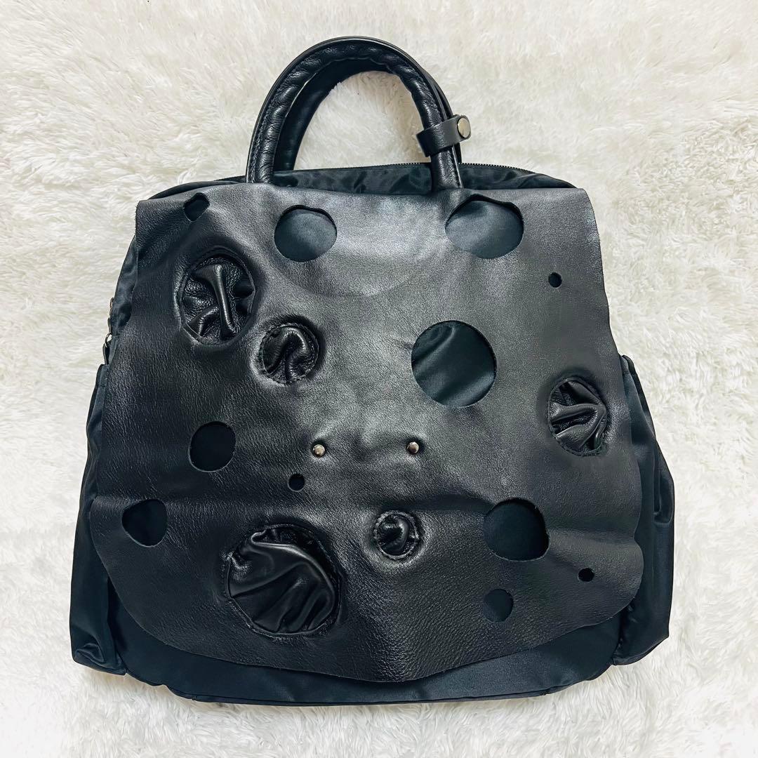 慈雨　日本製 レザー×ナイロン 2WAY リュック ハンドバッグ