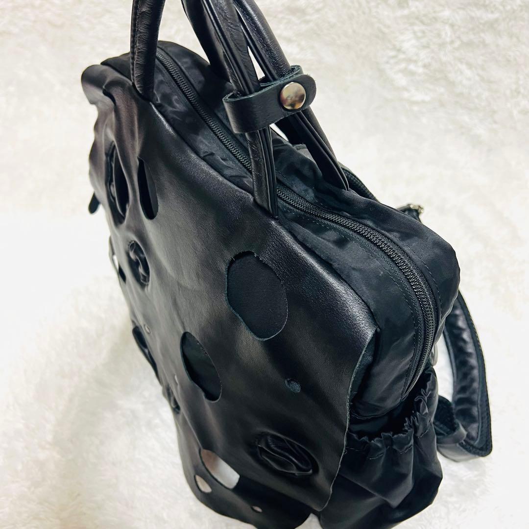 慈雨　日本製 レザー×ナイロン 2WAY リュック ハンドバッグ