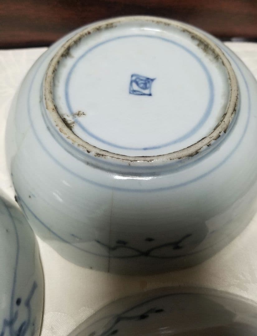 古伊万里 藍柿 松竹梅文 江戸中期 元禄 1688年-1704年頃4鉢