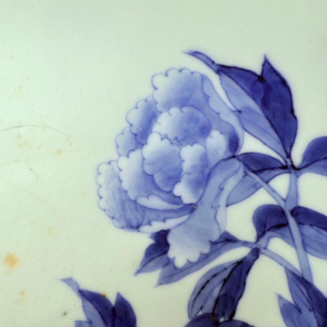 幕末～明治期 古鍋島 染付牡丹蝶図高台皿 古美術 骨董 コレクション