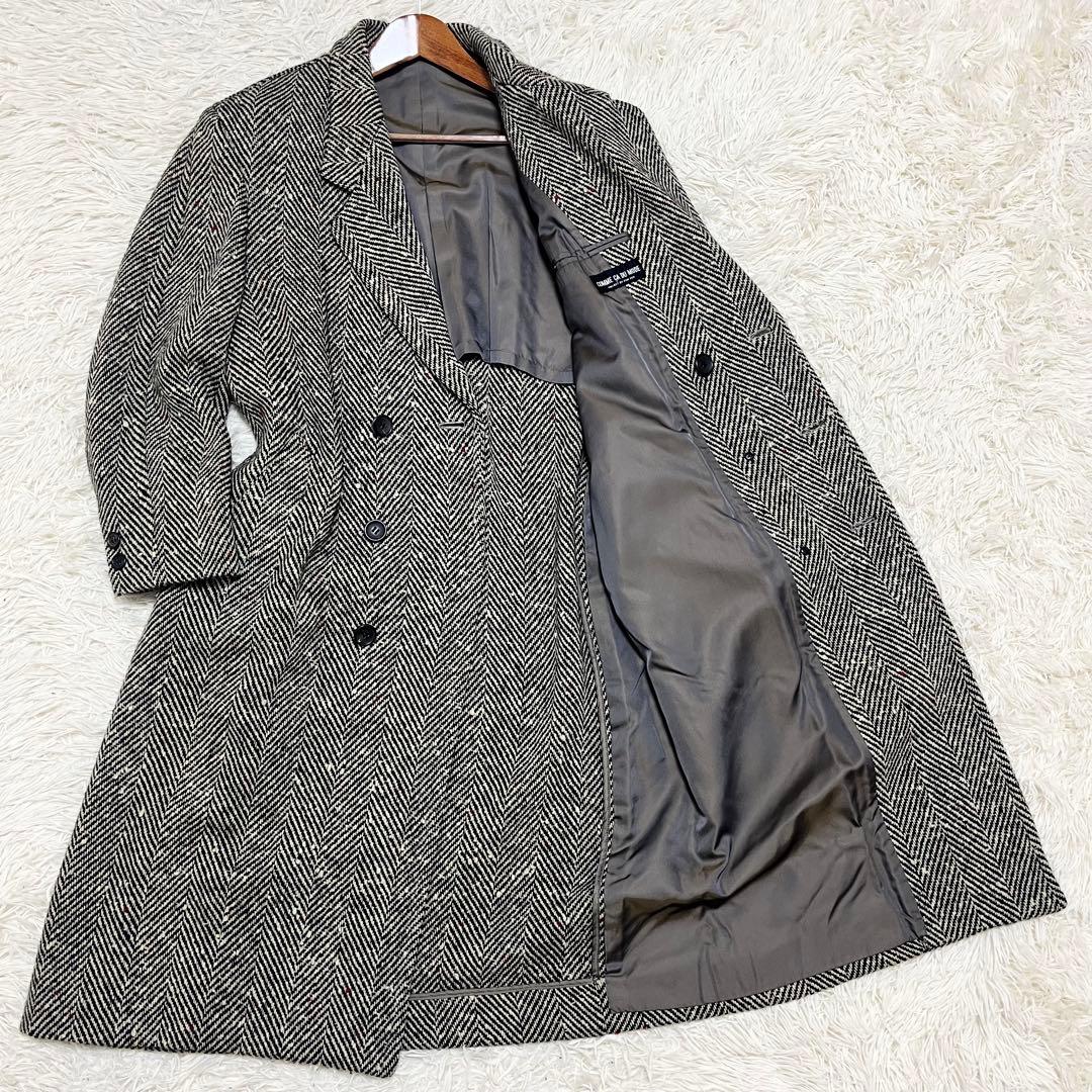 コムサデモード チェスターコート ダブルブレスト ウール ツイード ヘリンボーン