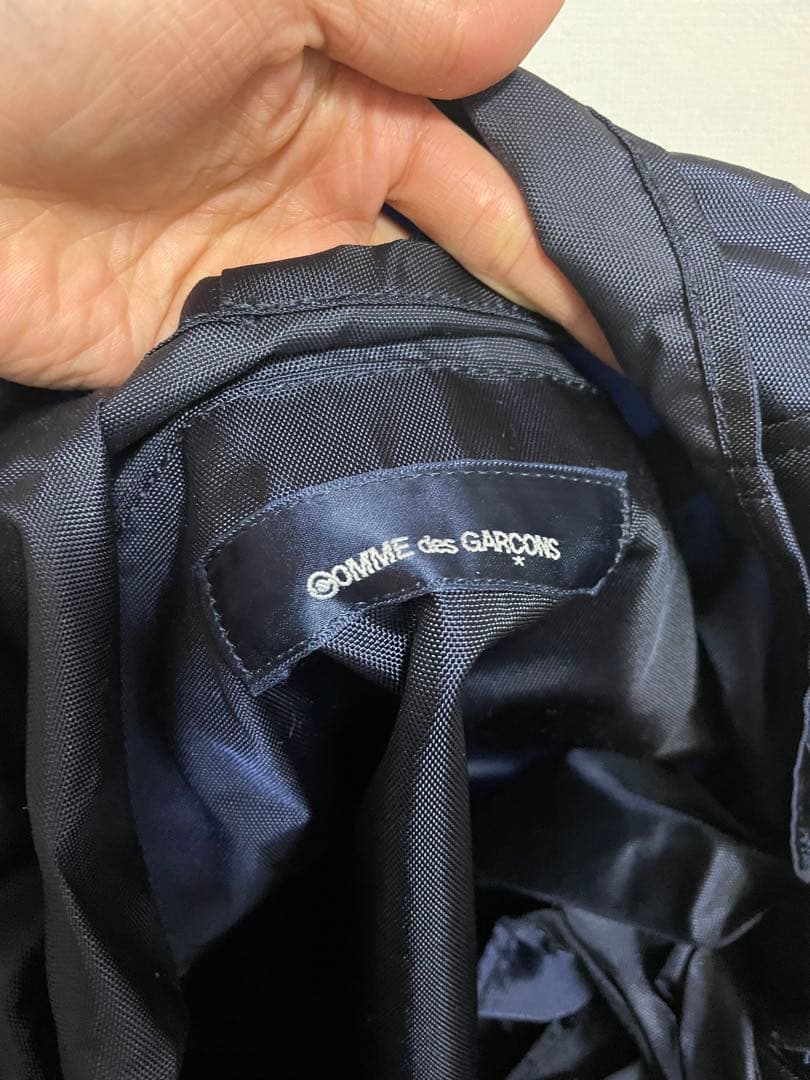 GOMME des GARÇONS ネイビー ハンドバッグ サイドリボン