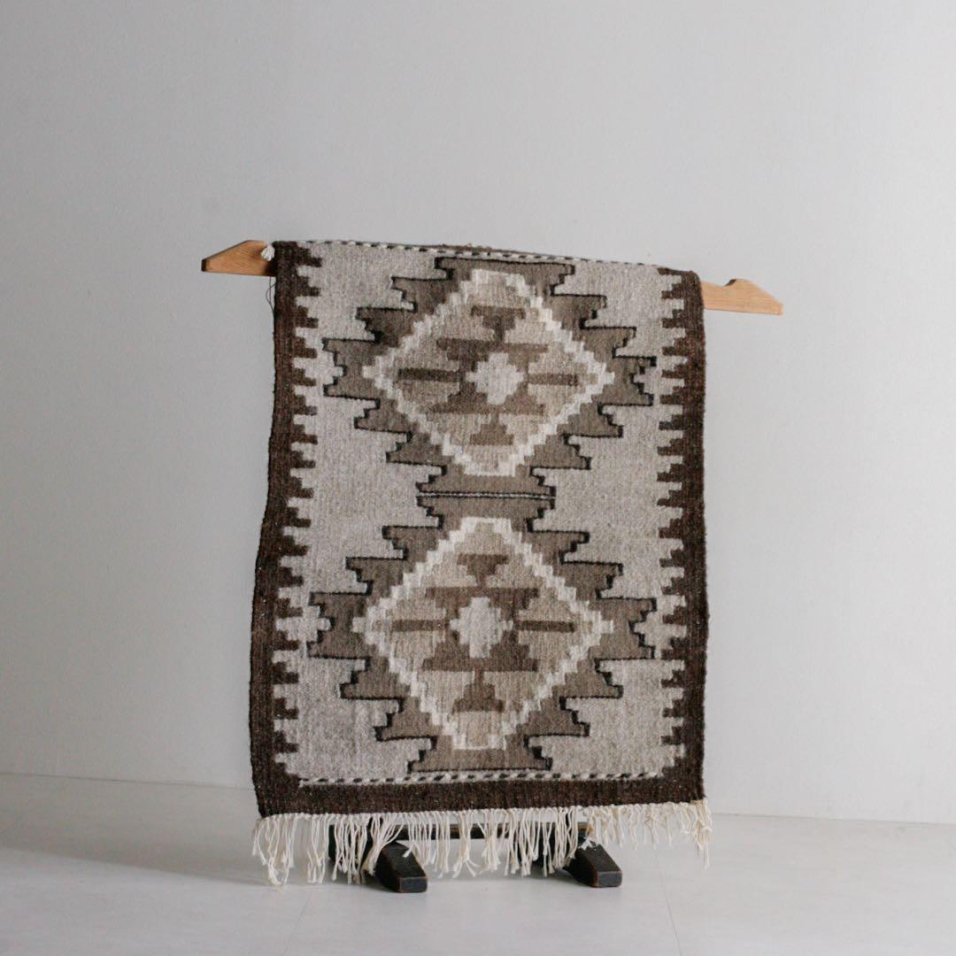 94cm×64cm キリムラグ　ウール　コットン　アジアン　ネイティブ柄