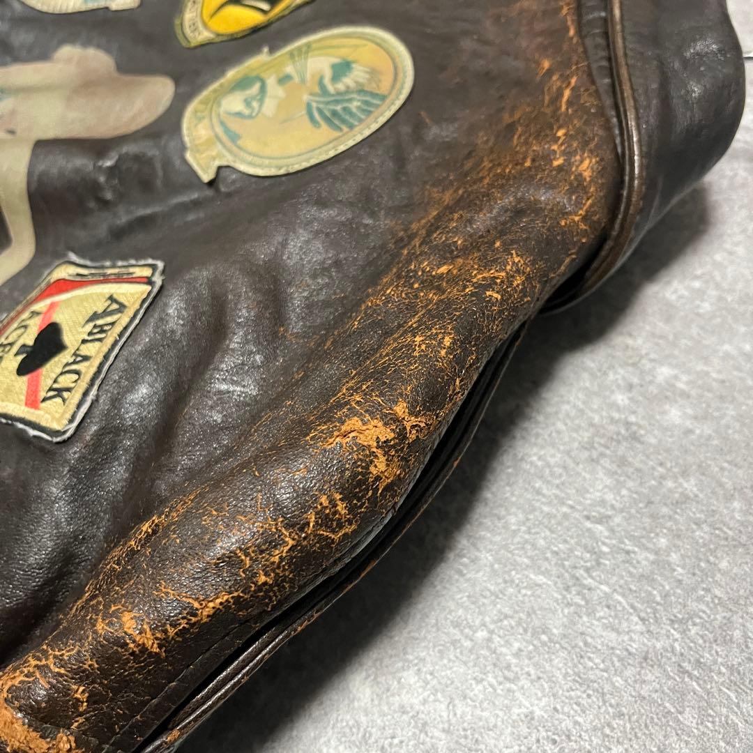 AVIREX レザーフライトジャケット　A-2 XS ブラウン　革パッチ　本革