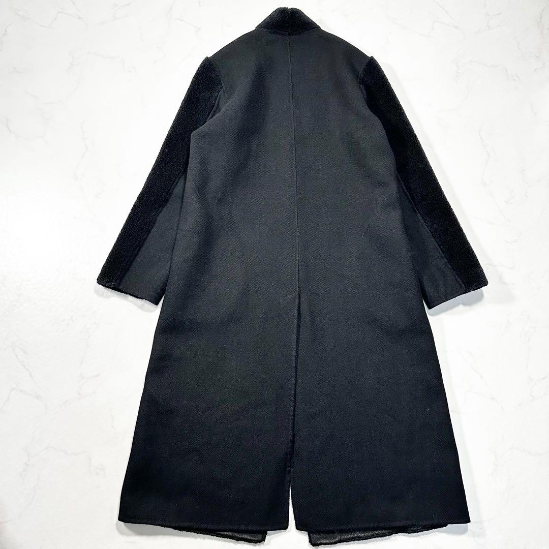 未使用級✨バジーレ28 ムートンロングコート ボア切替え ラム 現行タグ 黒9号