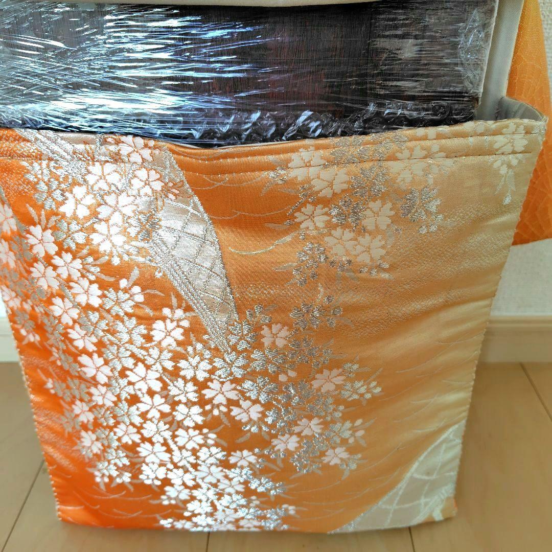 お琴カバー【橙】着物帯 ゆたん油単ハンドメイド 和楽器 正絹 袋帯 山田流