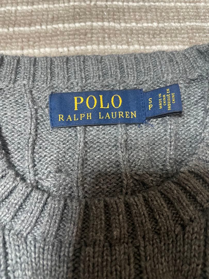 ポロラルフローレン　ケーブルニットセーター Sサイズ　グレー
