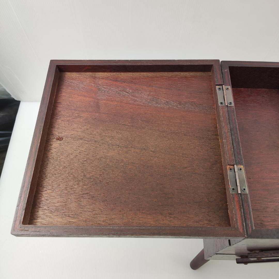 裁縫箱 ソーイングボックス 木製 脚付き 折り畳み 手芸 レトロ ビンテージ