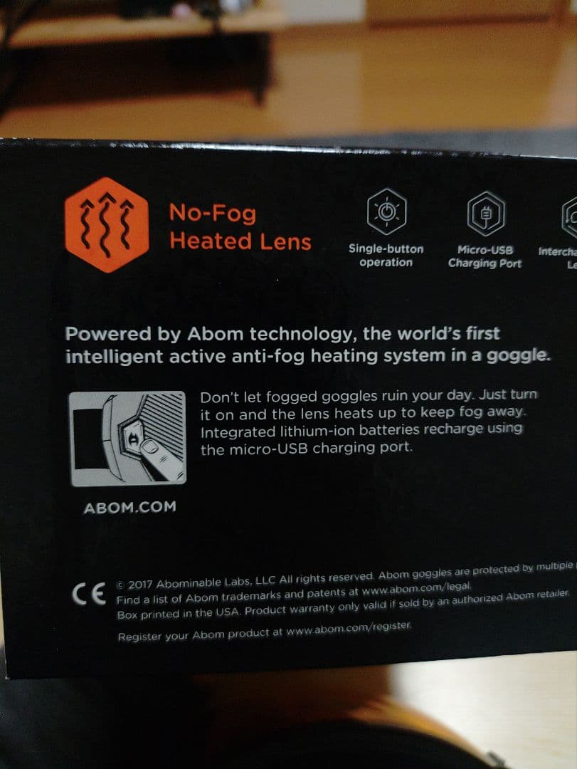 ABOM HEET 電熱線ゴーグル 充電式 アジアンフィット 曇らない