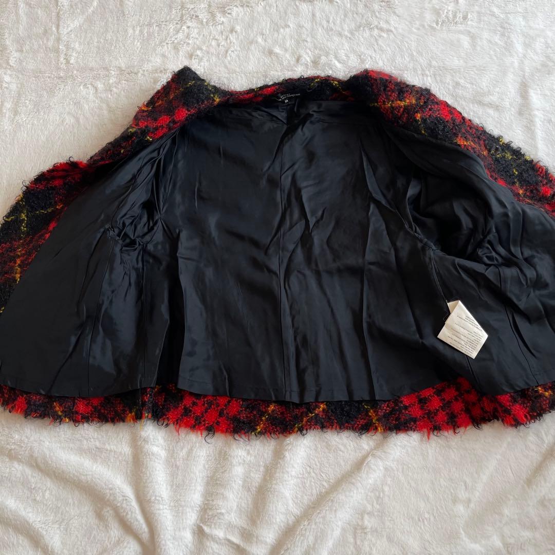 【美品】2002年製トリココムデギャルソン　ポンチョ型モヘヤジャケット　チェック