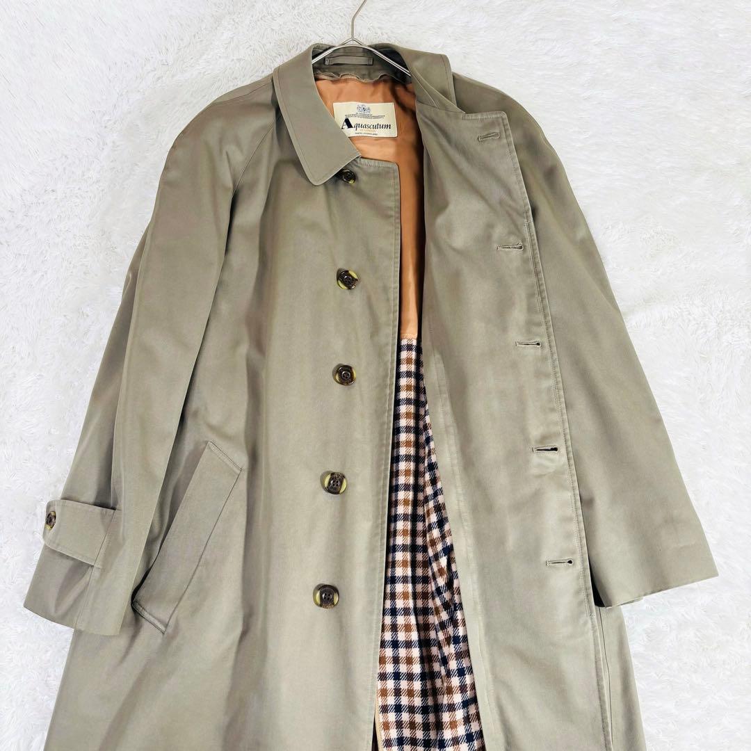 691 極美品✨アクアスキュータム ステンカラーコート 英国製 ライナン付き