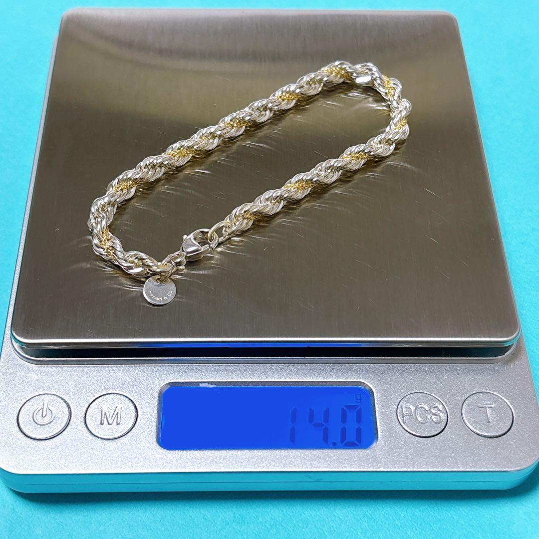 【極美品】18.5cm ティファニー ツイストコンビブレスレット 925/750