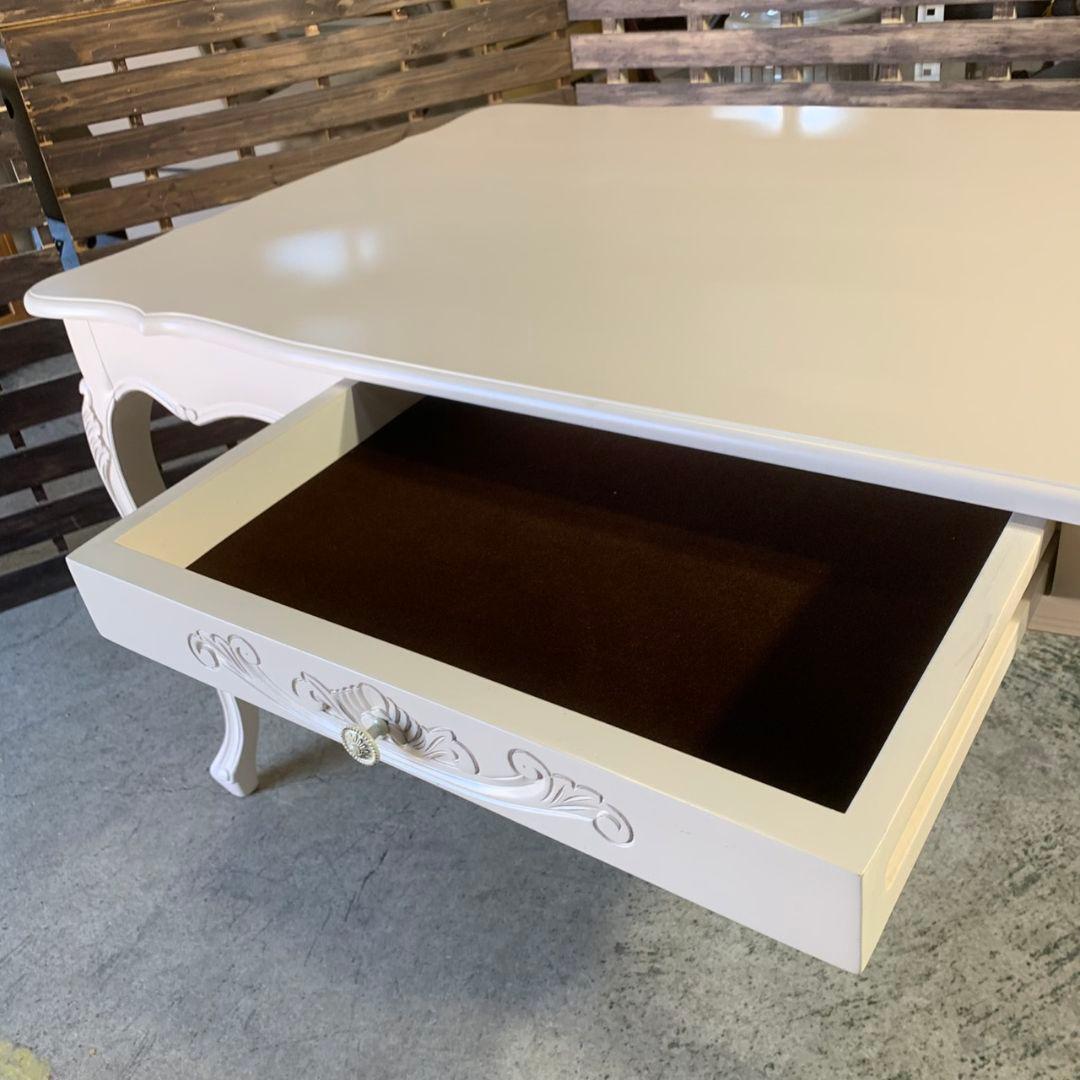 J829 ダイニングテーブル 引き出し付 アンティーク調 猫脚