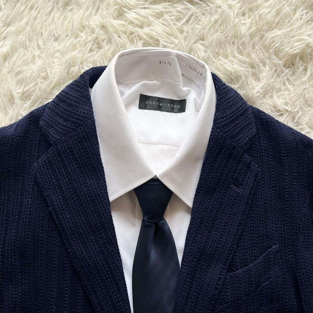 <美品>LARDINI LIKNIT ネイビー 新ロゴ ニットジャケット 44