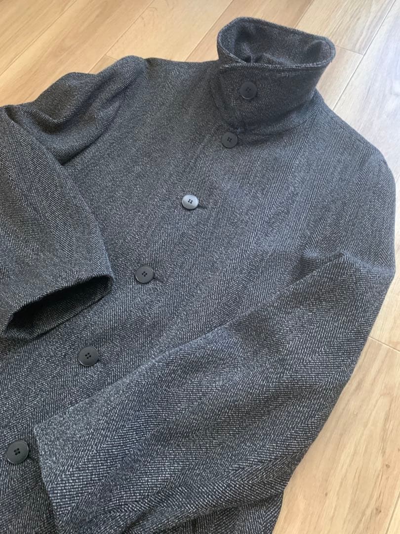 フランス製 agnes b アニエスべー ヘリンボーン ステンカラーコート