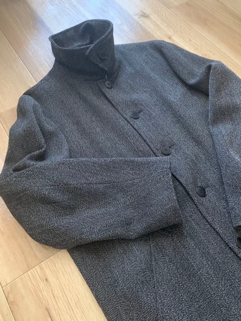 フランス製 agnes b アニエスべー ヘリンボーン ステンカラーコート