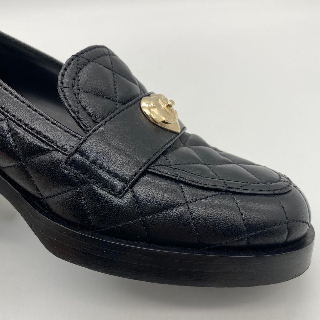 シャネル　CHANEL ローファー　ヒール　ハート　マトラッセ　キルティング