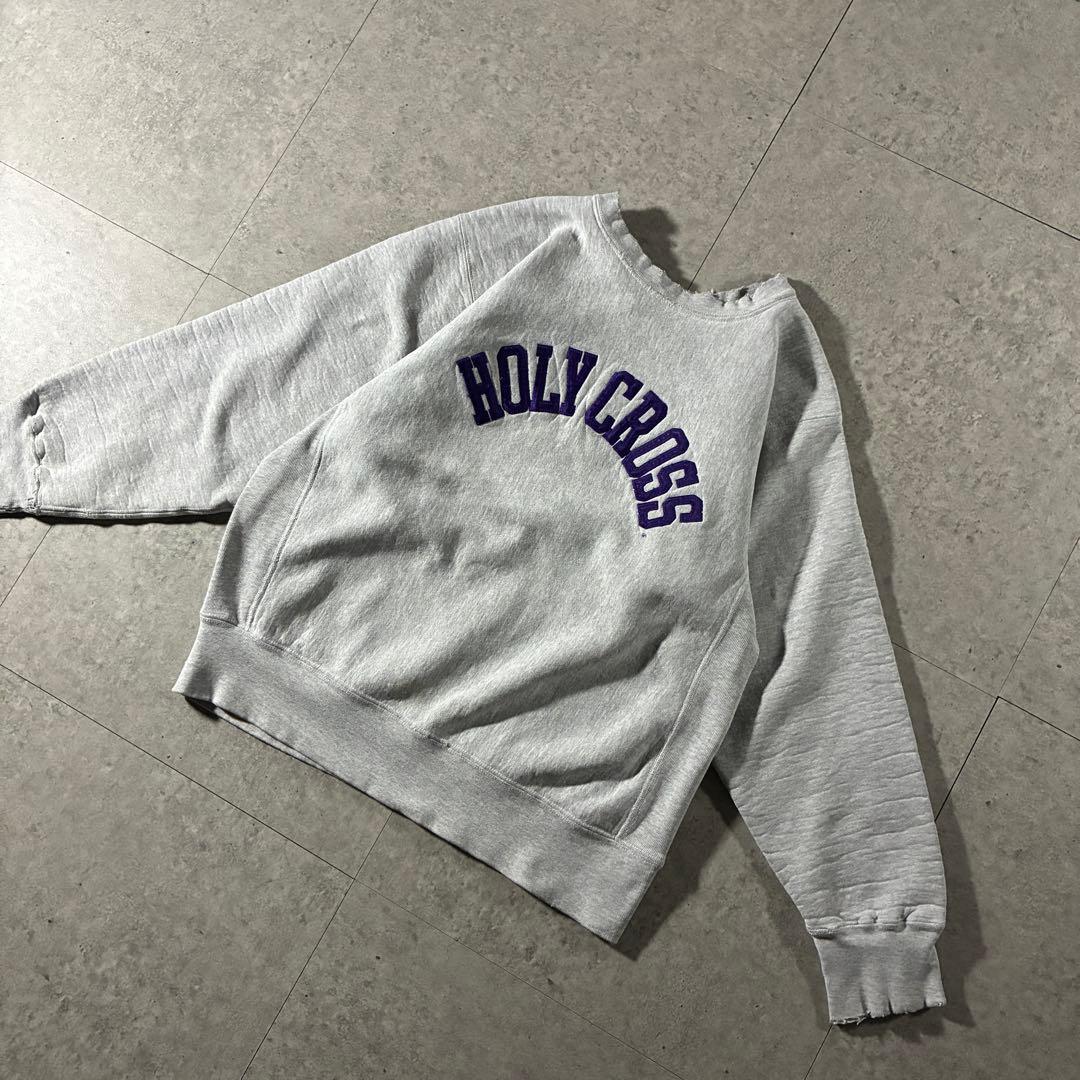 90s USA製リバースウィーブ刺繍HOLY CROSS短丈海外ストリート
