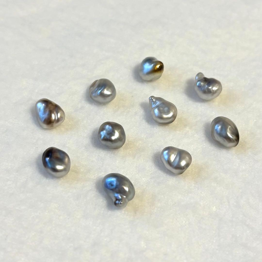 パール　ルース　南洋真珠　黒蝶ケシ　６mm グレー系　変形