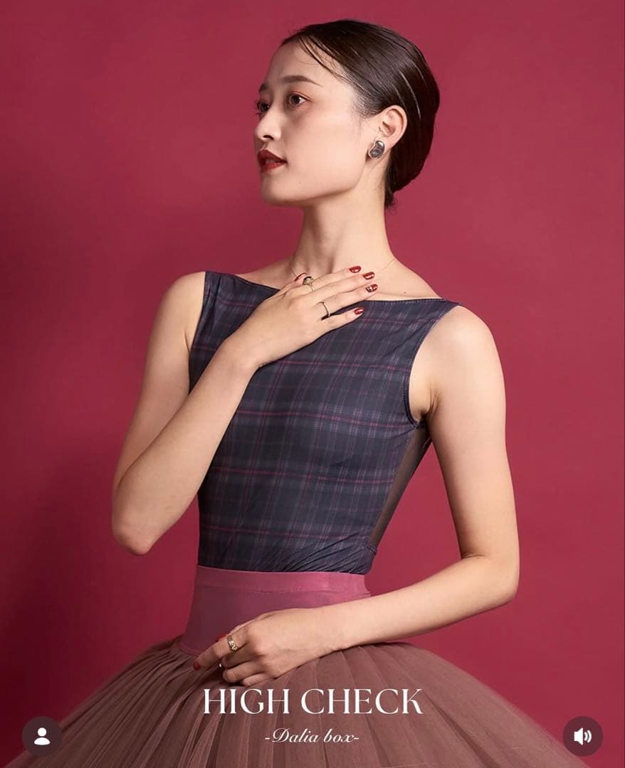 新品 M size Degage チェック unoa ウノア レオタード High Check】Sleeve & No sleeve design - Balletwear brand unoa