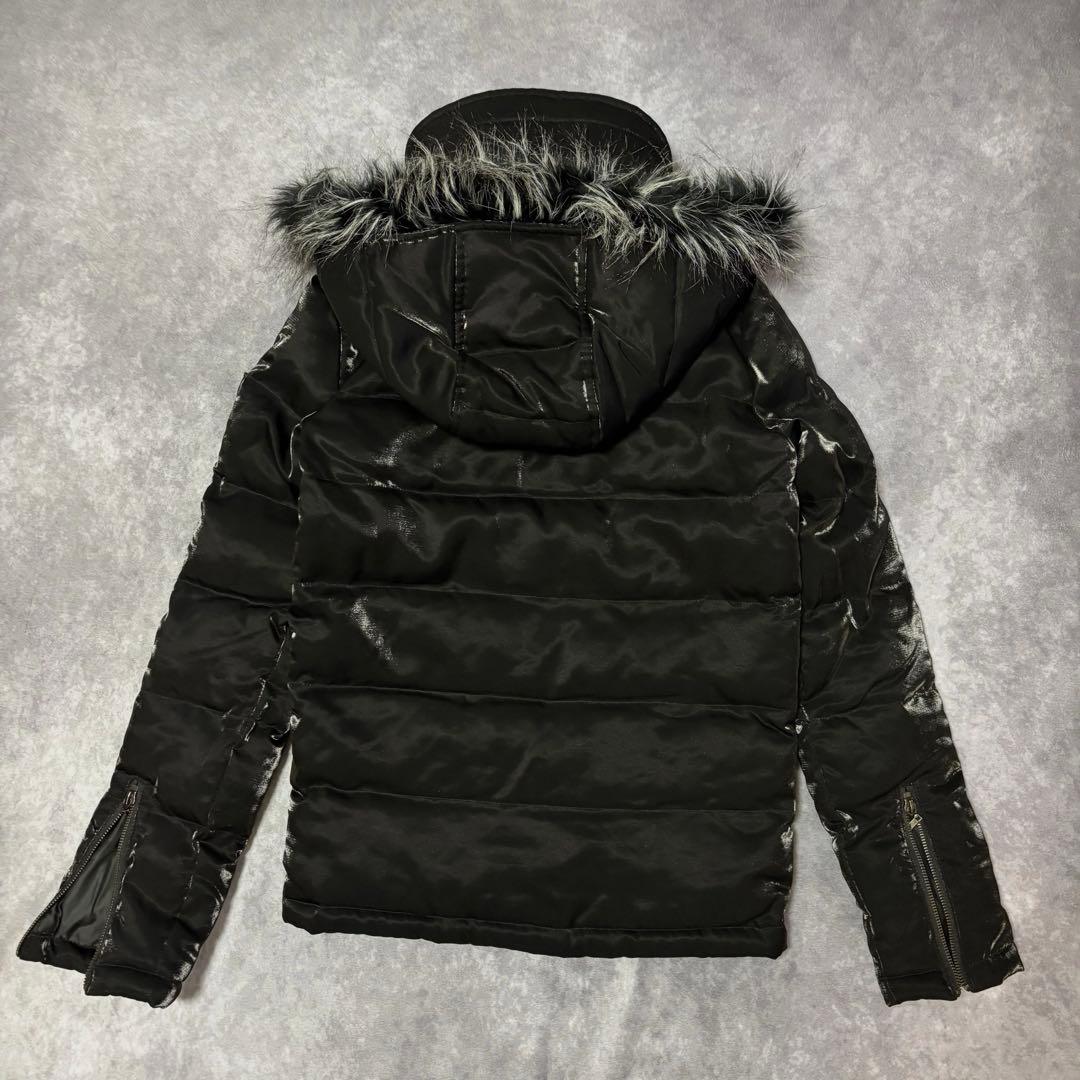 midas サテン　光沢　中綿ジャケット　フーディ　ファー　ダブルジップ