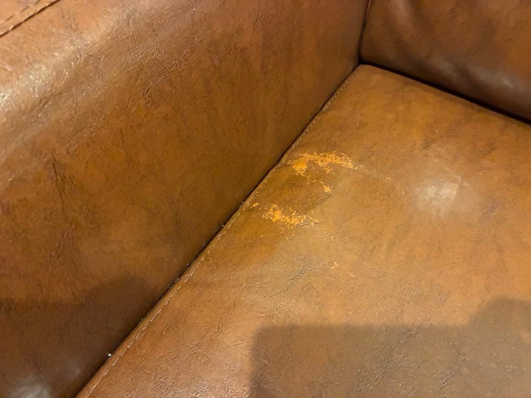 LAURU レザーソファ1人掛けオットマン　ブラウン