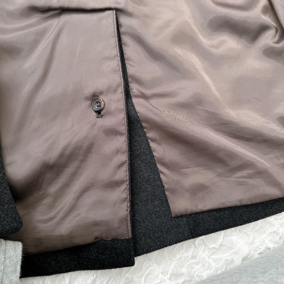 【美品】五大陸　ステンカラーコート　カシミア100％　比翼　濃灰　Lサイズ