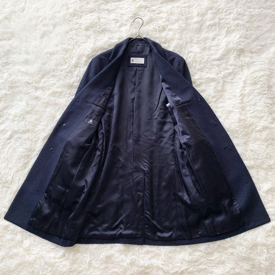 【トゥモローランド】ピルグリム チェスターコート ヘンリボーン柄 50 L 紺