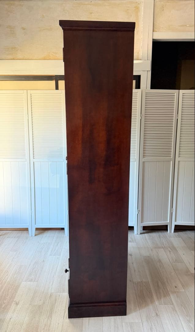 書棚 900 ふらの 観音開き 樺材 北海道民芸家具 ダークブラウン