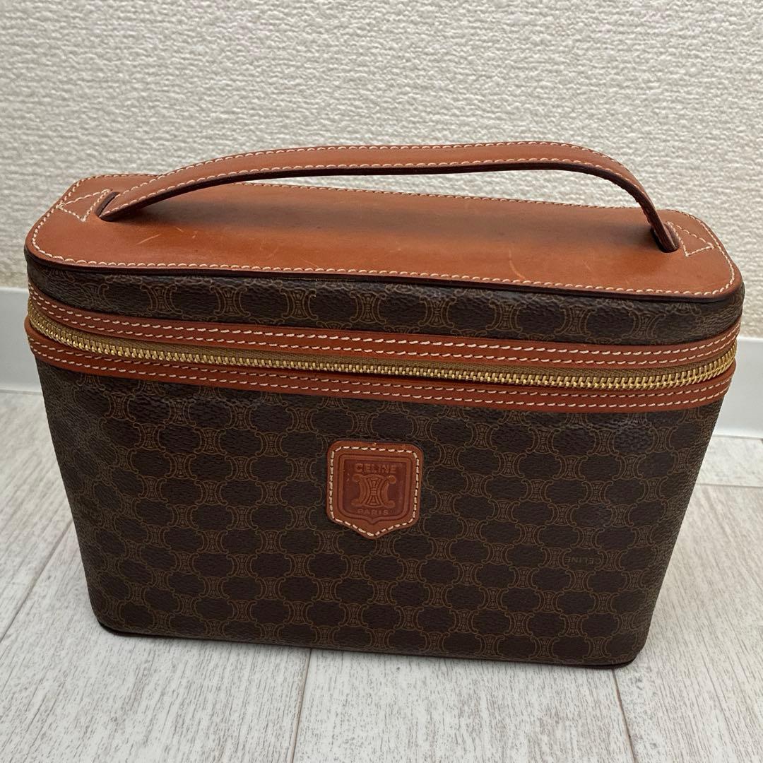 CELINE セリーヌ トリオンフ バニティバッグ マカダム PVC ブラウン