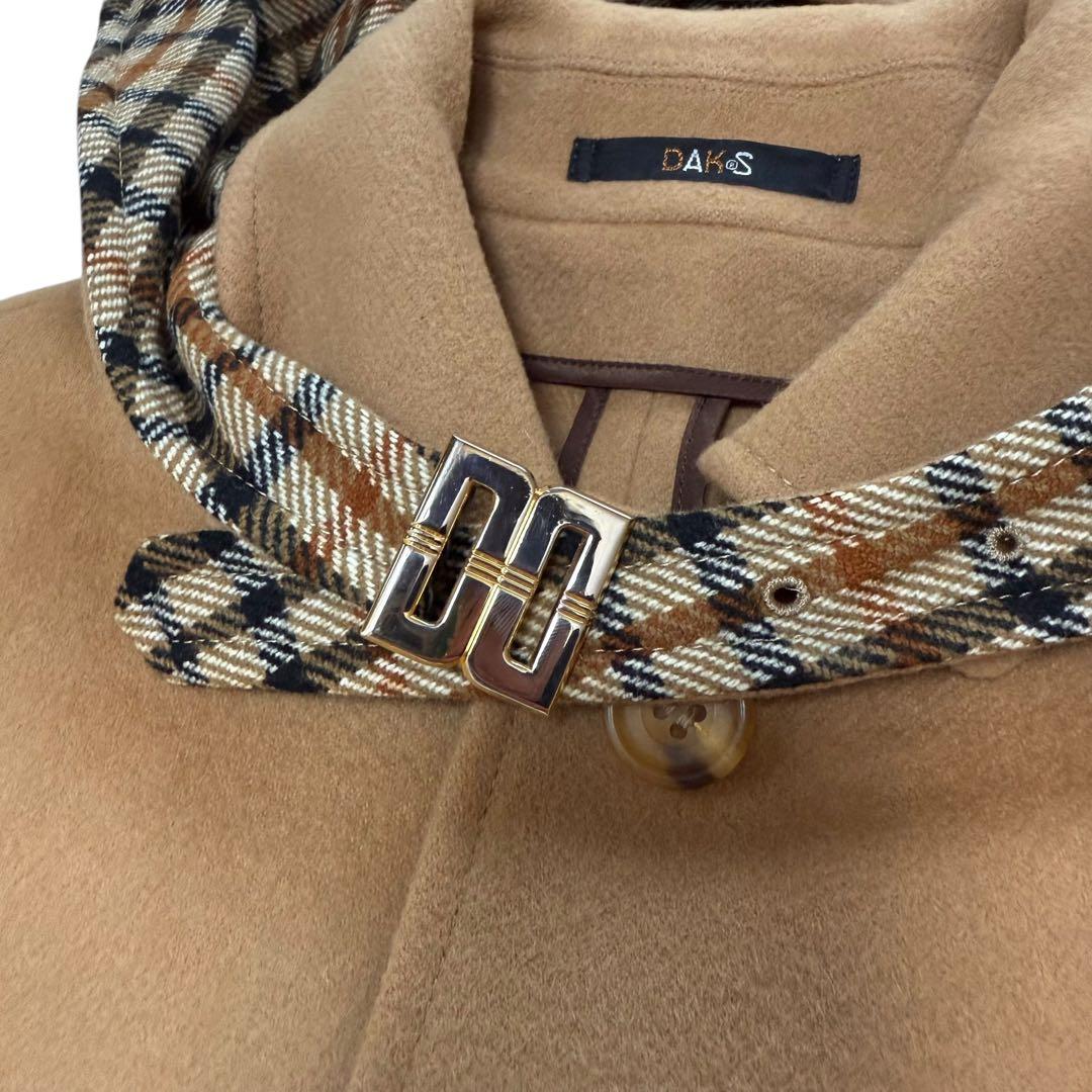 希少☆DAKS ケープコート ポンチョ スーパーロング ハウスチェック フード