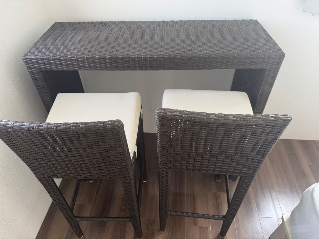 バーカウンターテーブルセット　シンセティックラタン