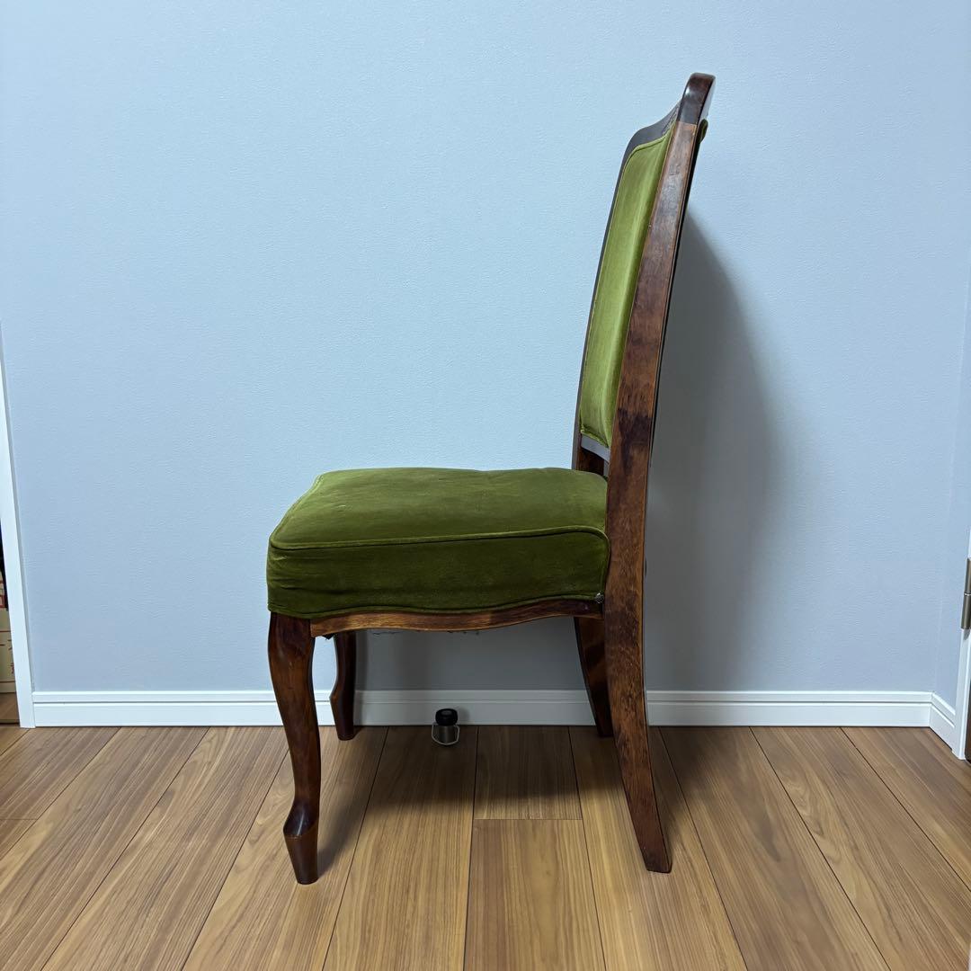 希少】アンティーク調 チェア 猫脚 グリーン 椅子 レトロ 2脚セット