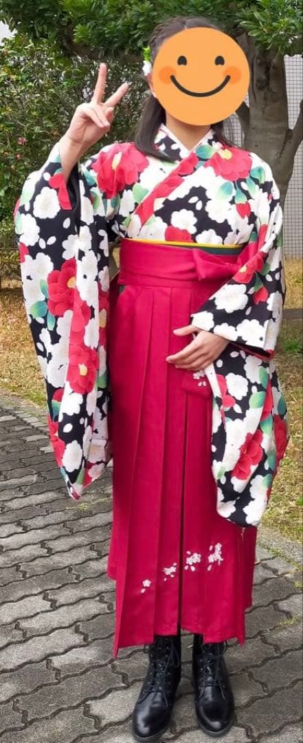 キャサリンコテージ　140袴セット＋髪飾り＋ブーツ23センチ　卒業式　赤白　花柄