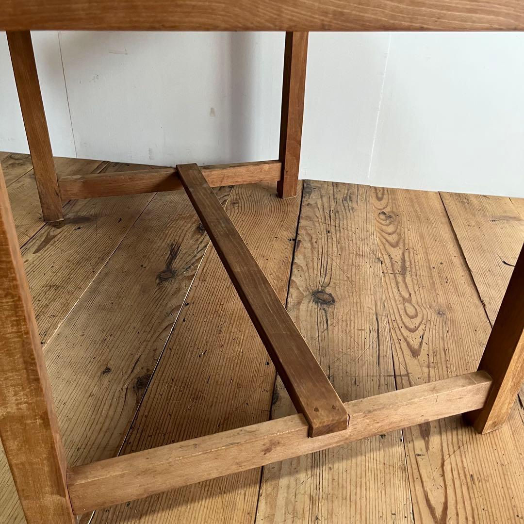 アンティーク テーブル 栗材 ナラ オーク シャビー 無塗装 古道具 《送料込》