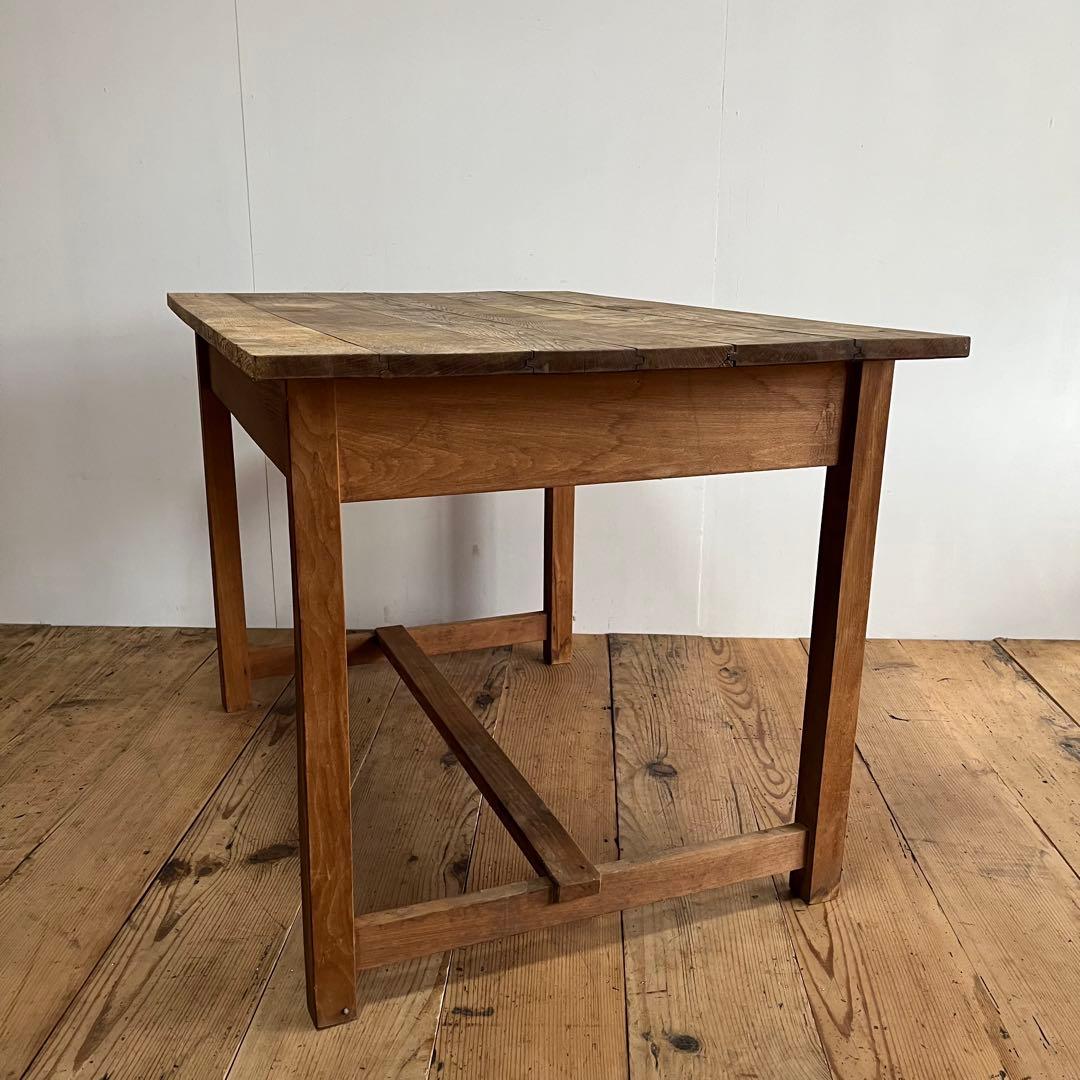 アンティーク テーブル 栗材 ナラ オーク シャビー 無塗装 古道具 《送料込》