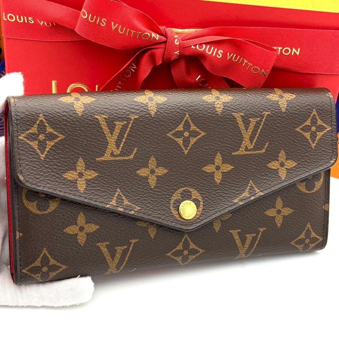 ☆美品☆新型☆ルイヴィトン ポルトフォイユサラ モノグラム 長財布 コクリコ