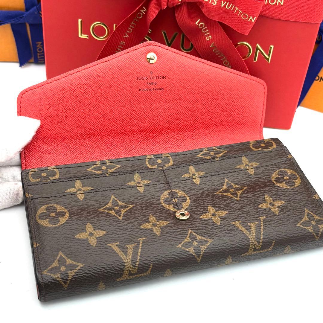 ☆美品☆新型☆ルイヴィトン ポルトフォイユサラ モノグラム 長財布 コクリコ